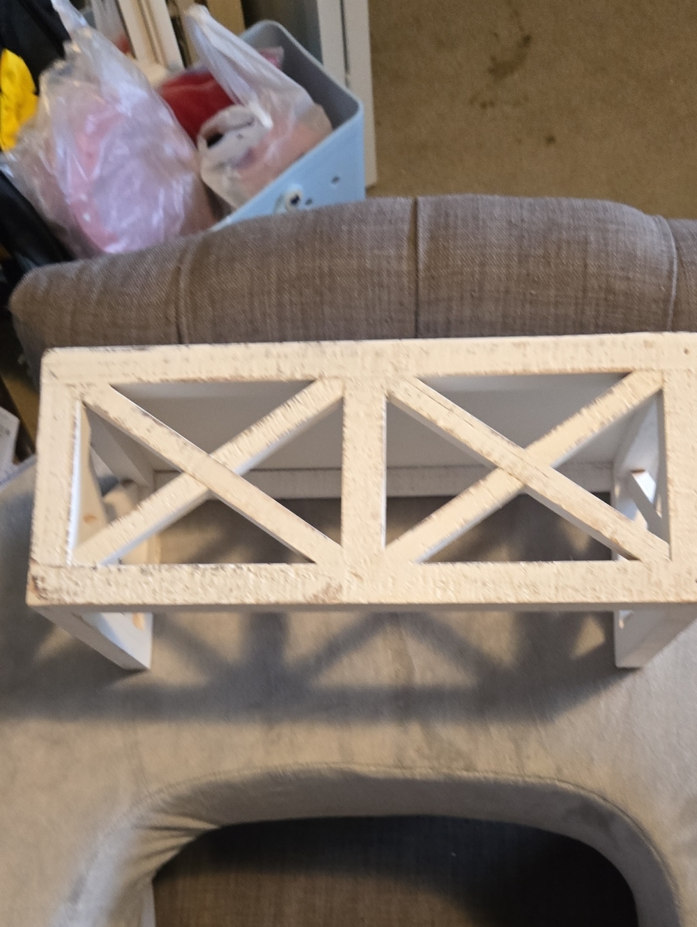 Hobby Lobby Rustic White Decorative Wooden Bench Accent